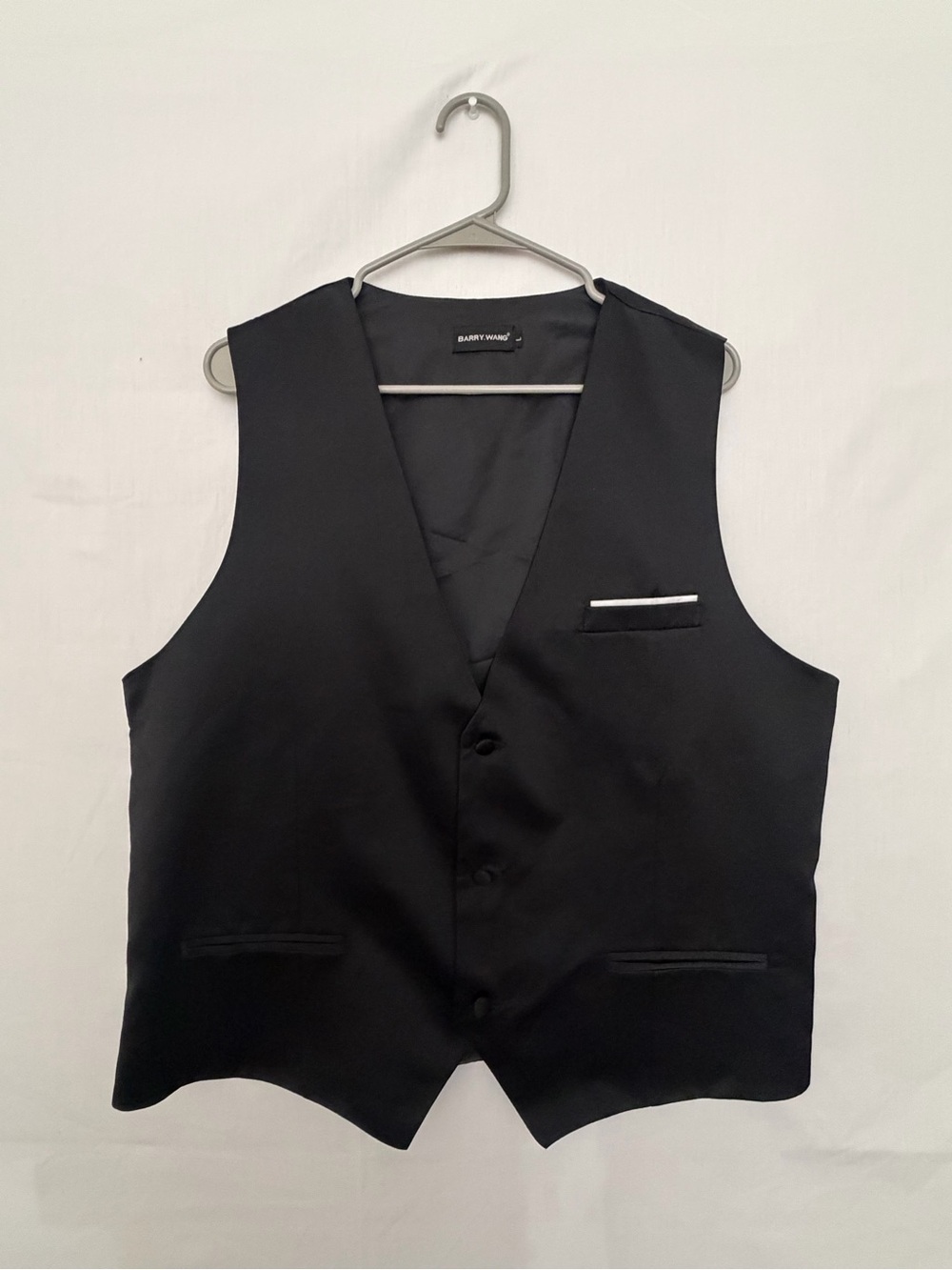 Barry Wang Mens Black Silk Blend Suit Vest Formal Tuxedo Waistcoat Size L(A898)